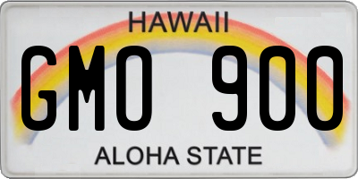 HI license plate GMO900