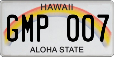 HI license plate GMP007