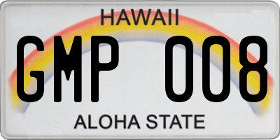 HI license plate GMP008