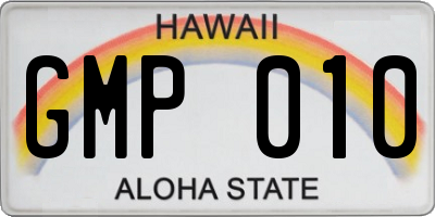 HI license plate GMP010