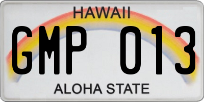 HI license plate GMP013