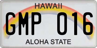 HI license plate GMP016