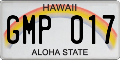 HI license plate GMP017