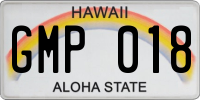 HI license plate GMP018