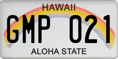 HI license plate GMP021