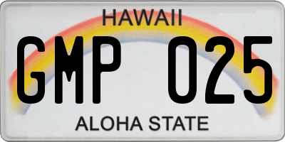 HI license plate GMP025