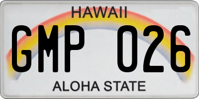 HI license plate GMP026