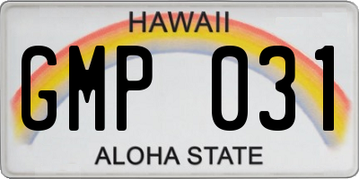 HI license plate GMP031