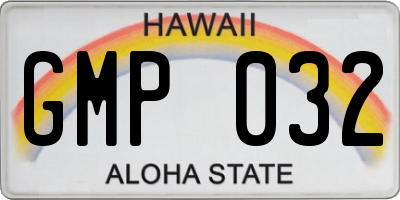 HI license plate GMP032