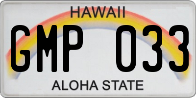 HI license plate GMP033