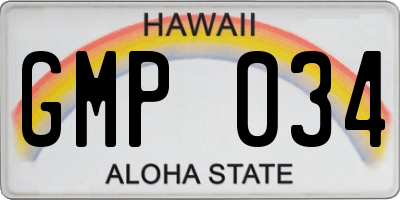 HI license plate GMP034