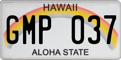 HI license plate GMP037