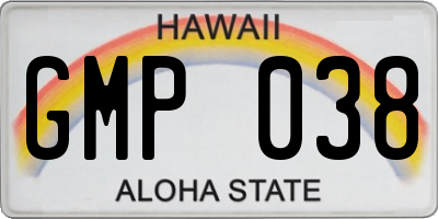 HI license plate GMP038