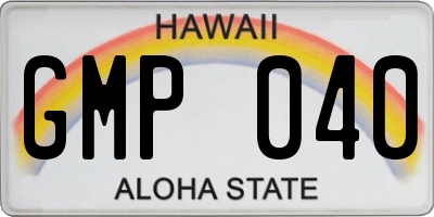 HI license plate GMP040