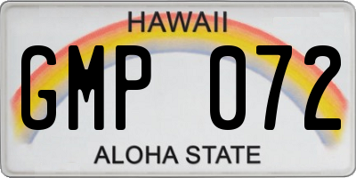 HI license plate GMP072