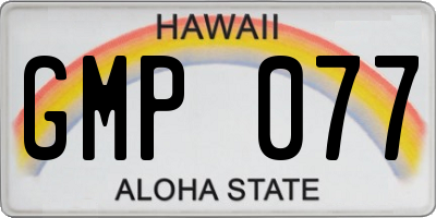 HI license plate GMP077