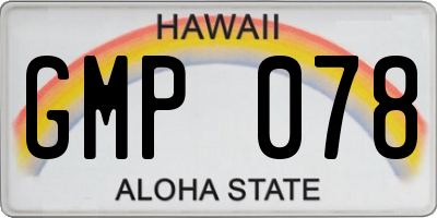 HI license plate GMP078