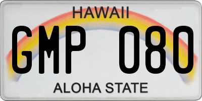 HI license plate GMP080