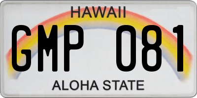 HI license plate GMP081