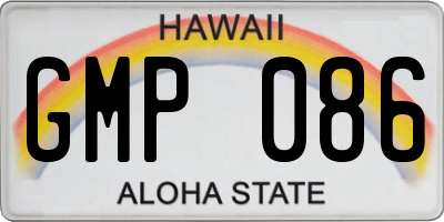 HI license plate GMP086