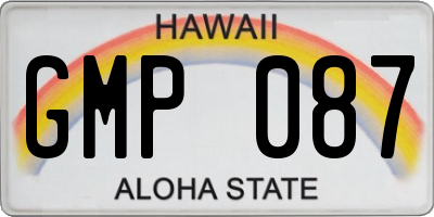 HI license plate GMP087