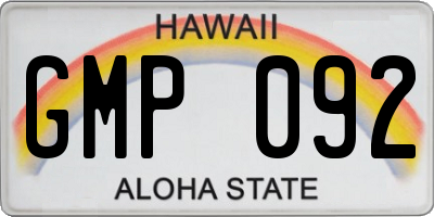 HI license plate GMP092