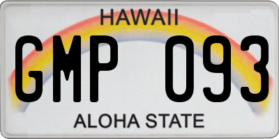 HI license plate GMP093