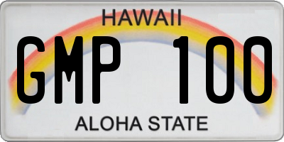 HI license plate GMP100
