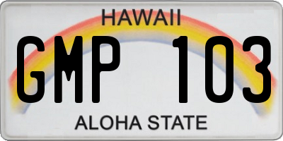 HI license plate GMP103