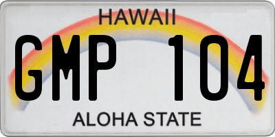 HI license plate GMP104