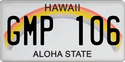 HI license plate GMP106