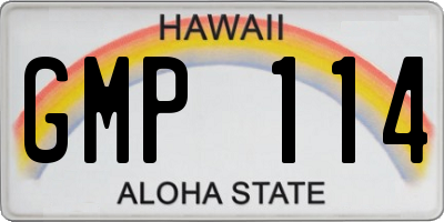 HI license plate GMP114
