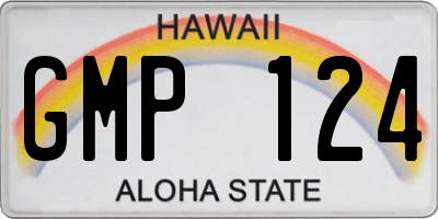 HI license plate GMP124