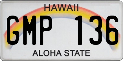 HI license plate GMP136