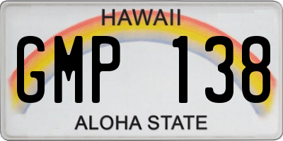 HI license plate GMP138