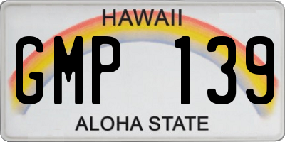 HI license plate GMP139