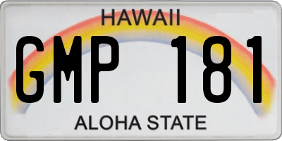 HI license plate GMP181