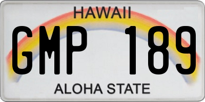 HI license plate GMP189