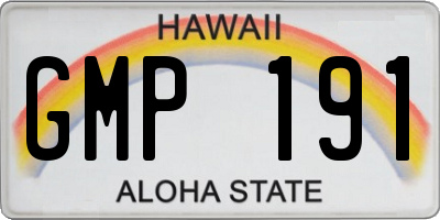 HI license plate GMP191