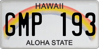 HI license plate GMP193