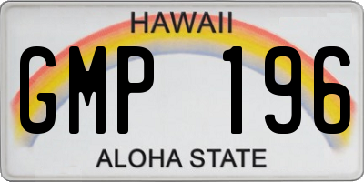 HI license plate GMP196