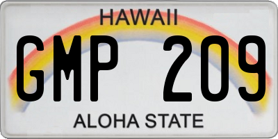 HI license plate GMP209
