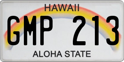 HI license plate GMP213