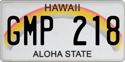 HI license plate GMP218