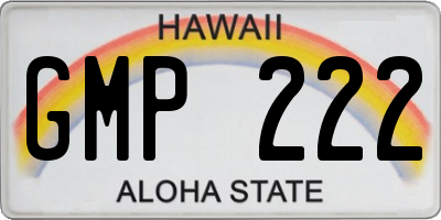 HI license plate GMP222