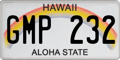 HI license plate GMP232