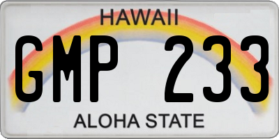 HI license plate GMP233
