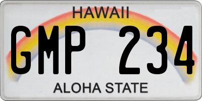 HI license plate GMP234