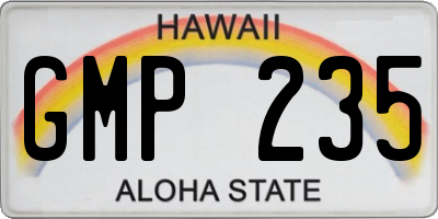 HI license plate GMP235