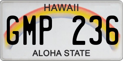 HI license plate GMP236